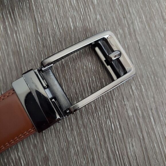 Brown Double Stitch Ratchet Belt 44.5" Long - Picture 3 of 7